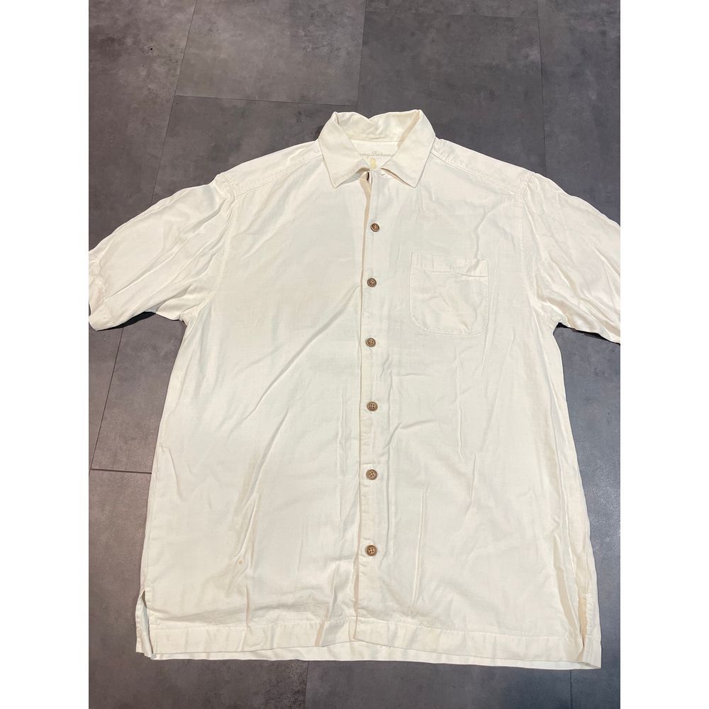 Tommy Bahama Cream silk Button-Down Shirt Casual Beach Resort Wear B-207
